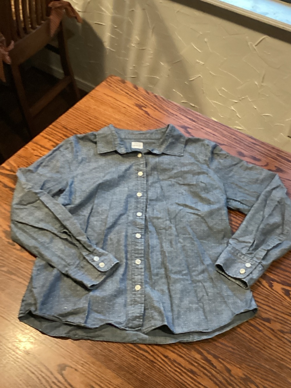J. Crew Light Blue Polka Dot Chambray Button-Down Shirt